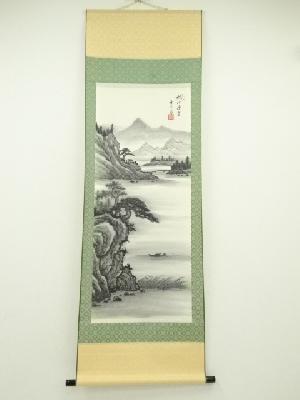 中国　徐学筆　水墨山水　肉筆紙本掛軸